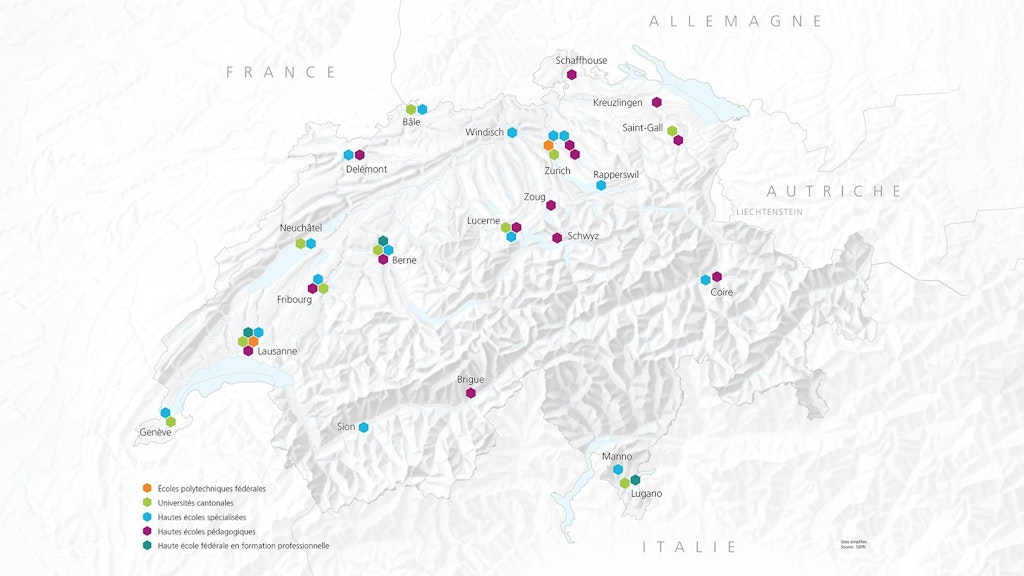 Carte des hautes écoles suisses